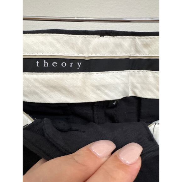 Theory Pants Womens 4 Black Flare Dress Trouser Stretch Office Work Made USA - Picture 2 of 4